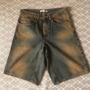 Zara Men’s Washed Blue -Brown Denim Shorts
